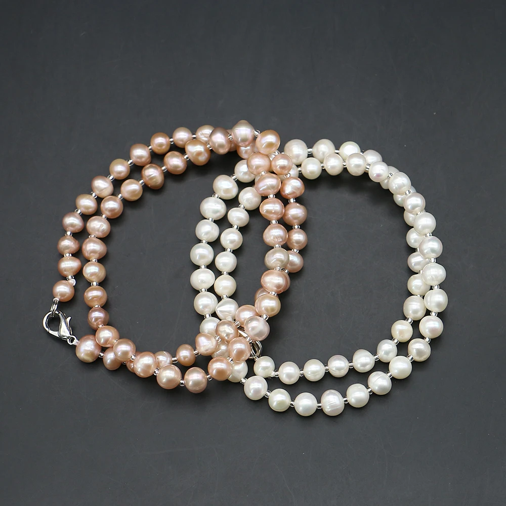 

Natural Freshwater Pearl Necklace Irregular Round Pearl With Lobster Clasp Design Necklace Jewelry 1 Strand For Woman Party Wear