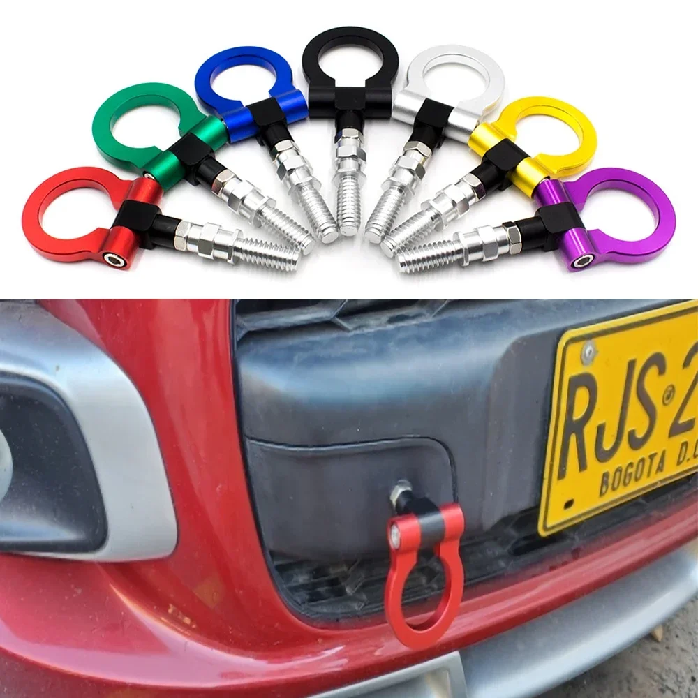 Car Bumper Hook Eye Towing Tow Hook Kit Auto Rear Front Trailer Hook Aluminum Alloy Racing Ring Vehicle Towing Track