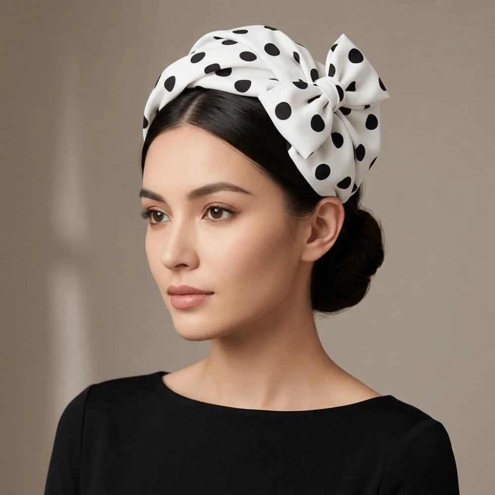 Fashion Oversized Polka Dot Headband Non-slip Breathable Half Hat Style Hairband Comfortable Lightweight Wide Hair Hoop Makeup