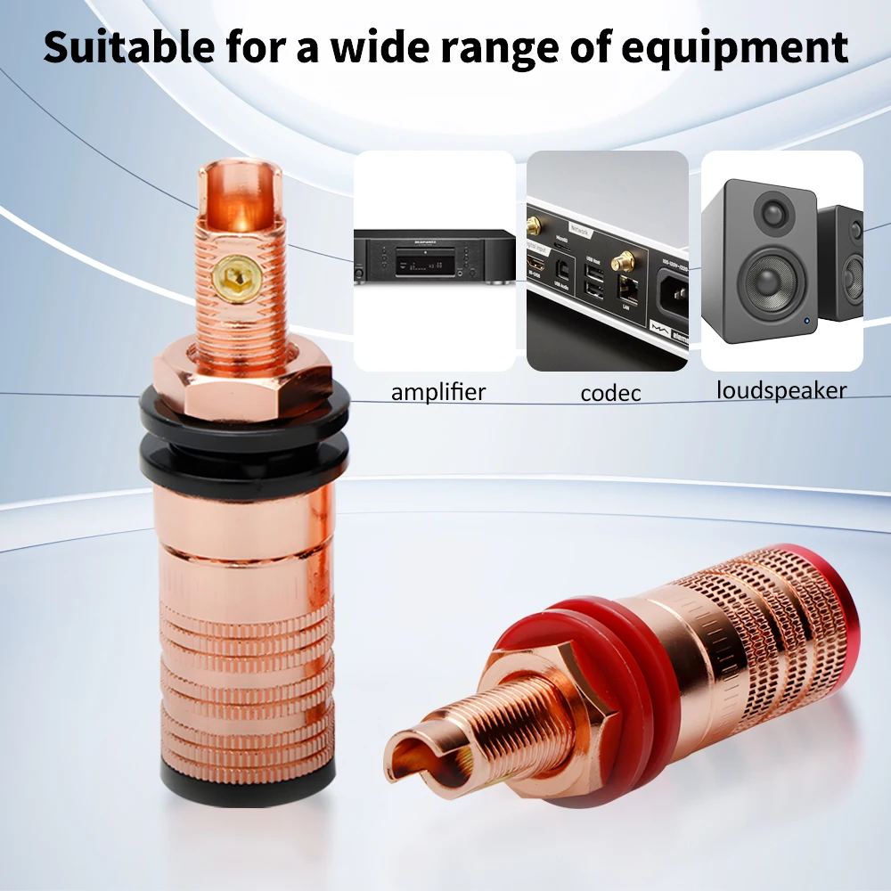 2/4 Stück Kupferbeschichtete Anschlussklemmen für HiFi-Verstärker DIY-Buchsen – Detail 5