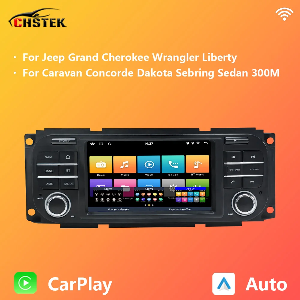 

CHSTEK Car Radio 5" Carplay For Jeep Grand Cherokee Dodge Wrangler Sebring Liberty Sedan Durango GPS WIFI Bluetooth Android Auto
