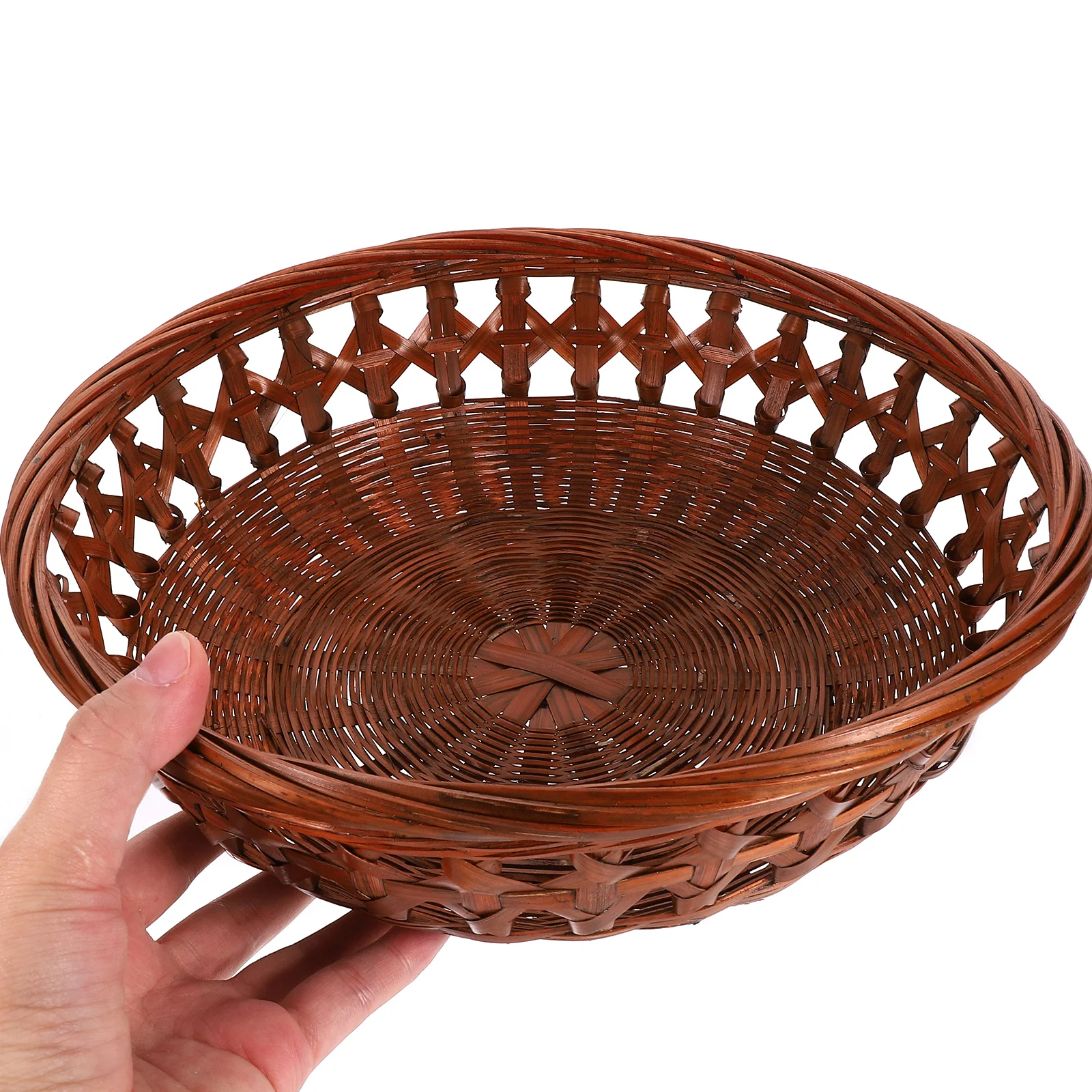 

1pc Bamboo Drain Basket Storage Baskets Woven Bread Fruit Container Kitchen Organizer Willow Craftsmanship Sturdy Compact Design