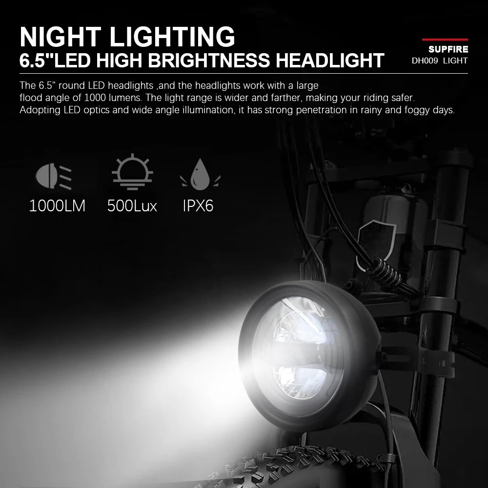 E-الدراجة العلوي DH009 12 فولت-48 فولت 2pin SM مقاوم للماء التوصيل دراجة كهربائية دراجة نارية LED الجبهة ضوء ليلة آمنة ركوب الملحقات #3