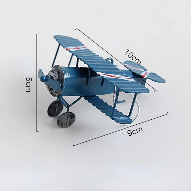 1Pc Mini Biplane Figurines for Home Decor Metal Iron Air Plane Model Aircraft Vintage Hanging Planes Miniature Kids Gifts