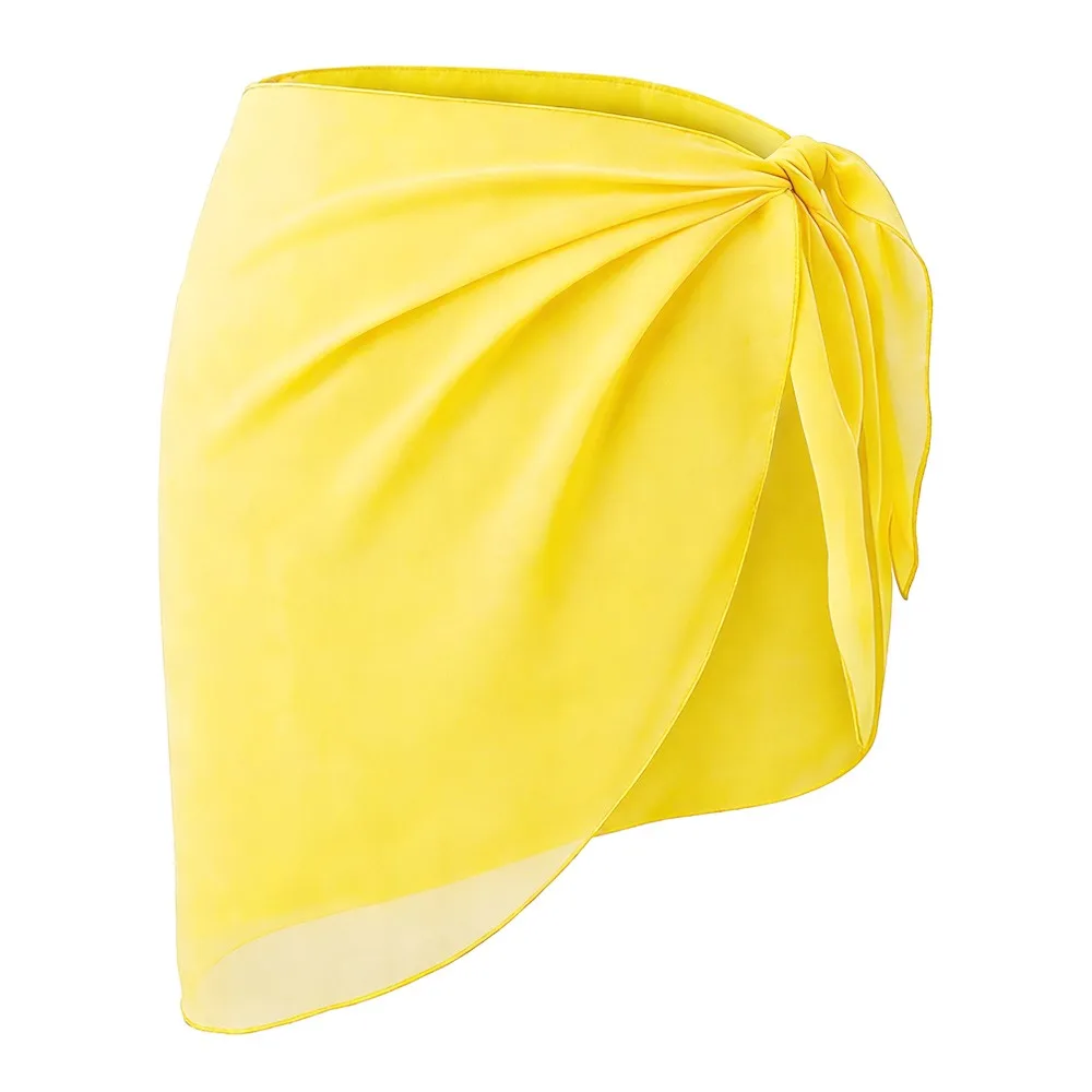 Chiffon Material Beach Dress Short Length UPF Protection Sarongs Sheer Fabric Wearable Design Swimsuit Coverups