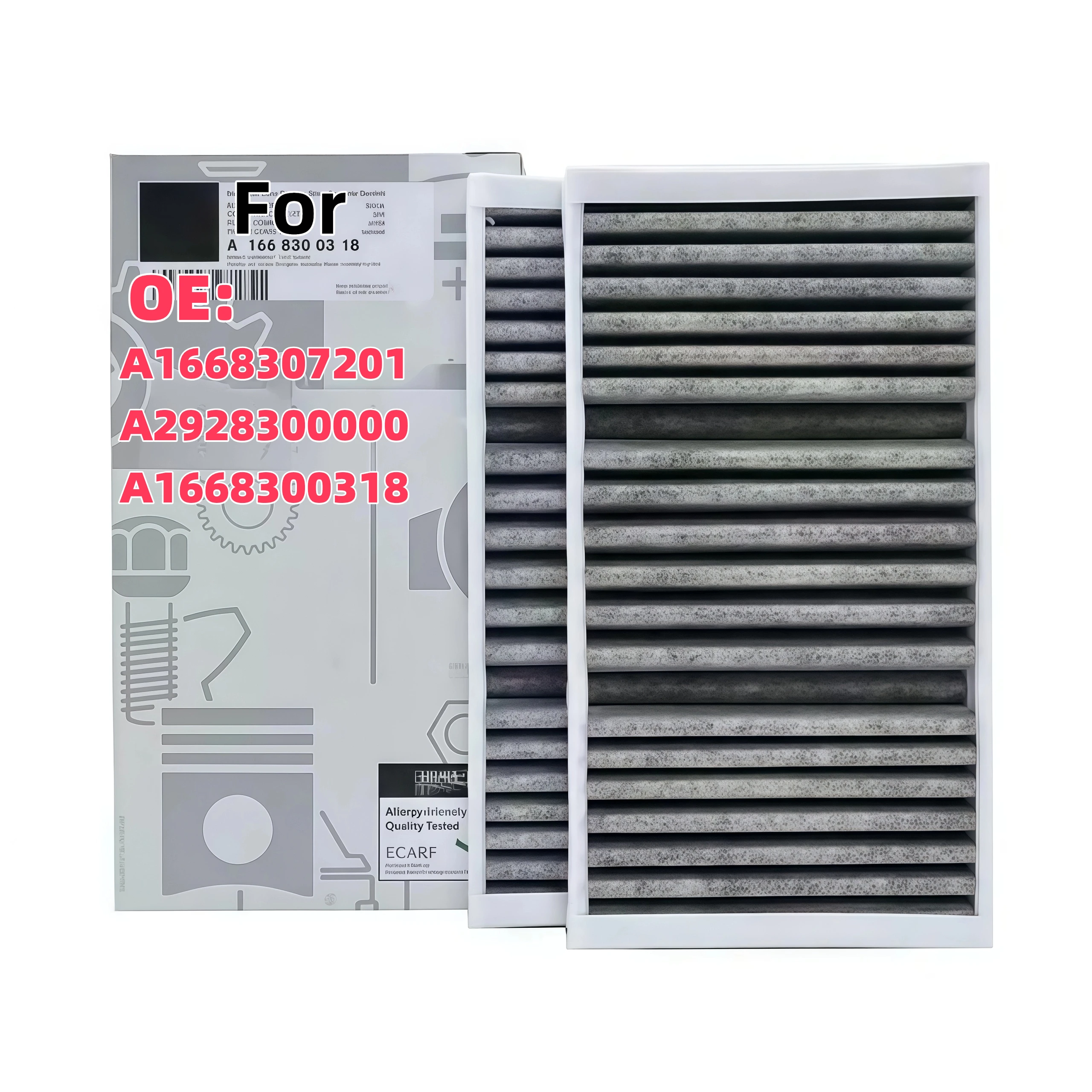 

2 шт. салонных фильтров A1668300318 для Mercedes GL-CLASS X166 2012-2019/M-CLASS W166 2011-2015 GLE C292 AMG GLE43 GLE63 350d 300d