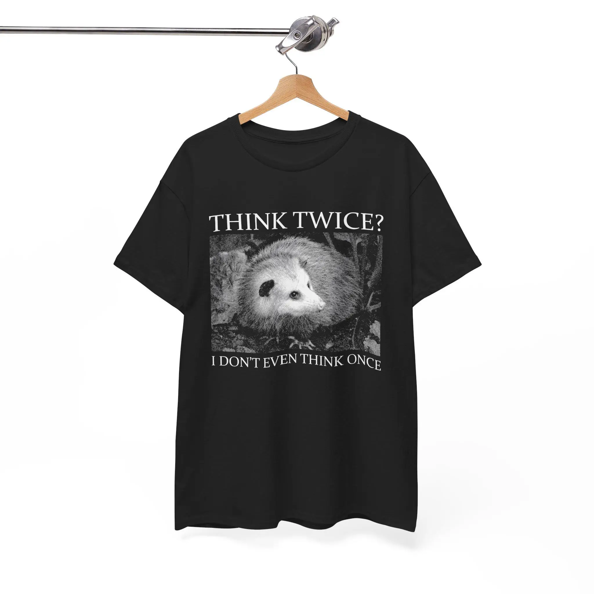 

Футболка Think Twice Opossum с круглым вырезом 2025 года, модный топ с буквенным принтом для мужчин и женщин