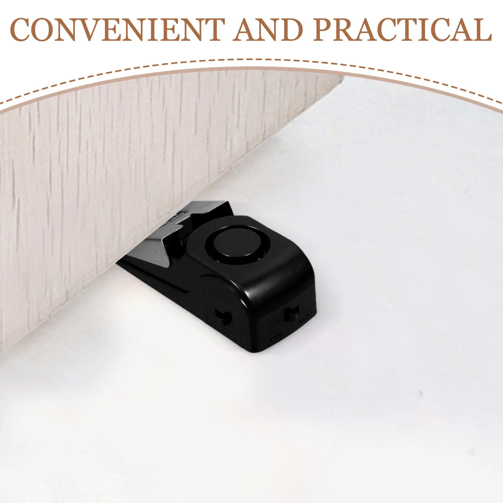 120Db Door Stop Alarm Security Wedge Heavy Metal Door Stopper with Sensitivity Switch for Home Office Travel Safety Black