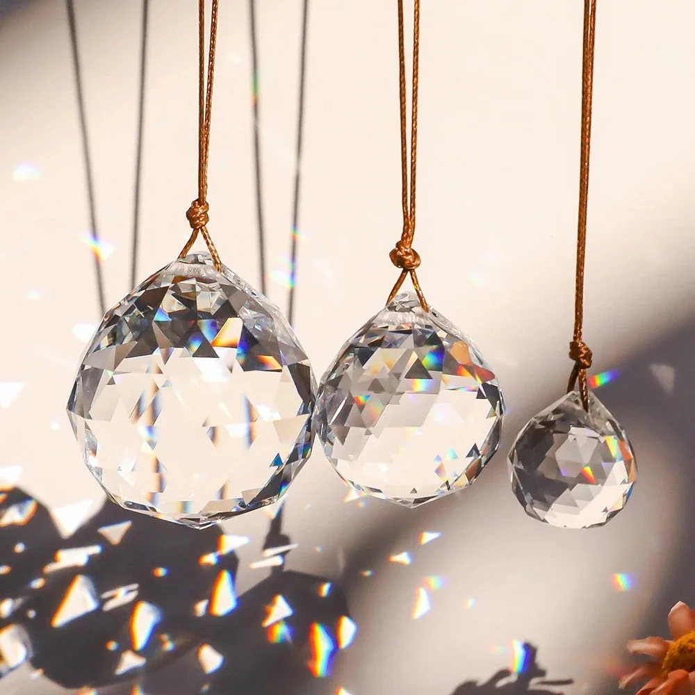 20mm-40mm Clear Faceted Crystal Ball Prism Pendant Sun Catcher, Hanging Drop for Chandelier Parts, Home and Wedding Decor