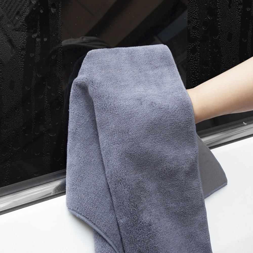 1Pc Gray Car Cleaning Double-Sided Velvet Towel Suede Car Towel,30*40cm Double-Sided Velvet Towel,Car Cleaning Tool Accessories