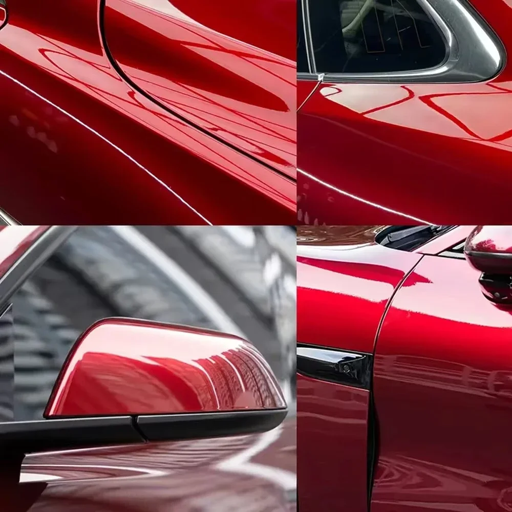 PET Super Glossy Liquid Metallic Dragon Red Vinyl Wrap Film Glossy Vampire Red Cast Vinyl Wrap for Car Wrap Motorcycle view 3