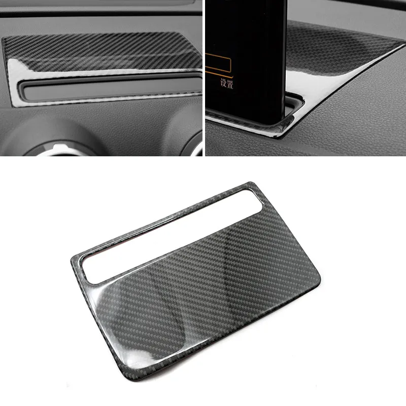 For Audi A3 S3 2014 2015 2016 2017 2018 Car Center Control Navigation Screen Panel Dashboard Frame Cover Carbon Fiber Trim