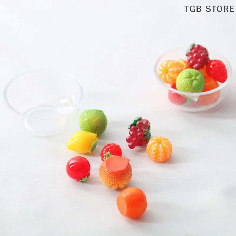 1:12 Dollhouse Miniture Transparent bowl with 8pcs Fruits Accessories Decoration toys