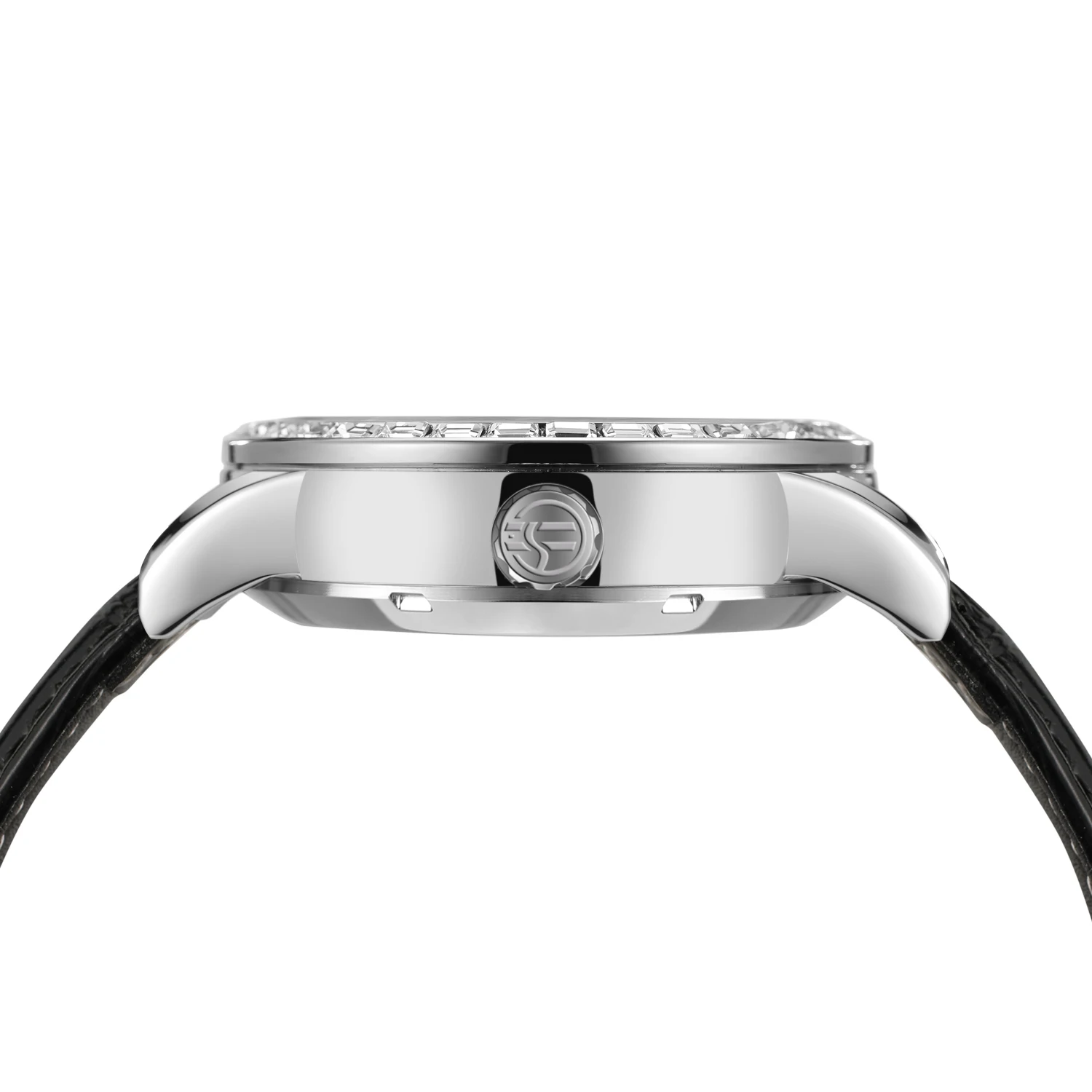 ساعة ميكانيكية أوتوماتيكية فاخرة للرجال من FORSINING، حزام جلدي بمينا Earth Star Moon Starry Milky Way وحجر الراين