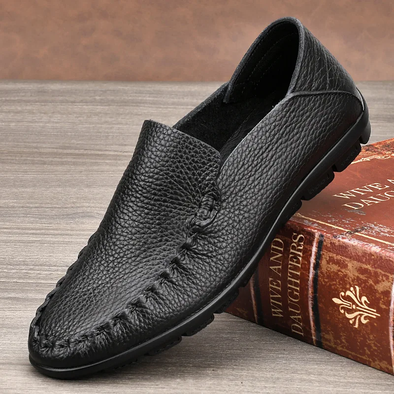 

High Quality Comfortable Shoes Men Leather Original Retro Top Layer Cowhide Men's Loafers Round Toe Leather Casual Shoes for Men
