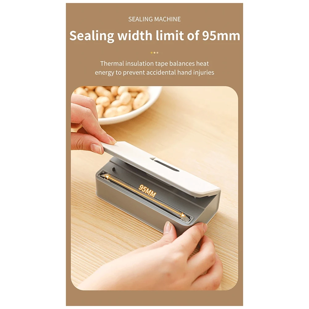 

Sealing Machine Mini Snack Bag Sealer, USB Plastic Bag Sealer, 2 in 1 Handheld Food Bag Sealer with 6-Level LED Display