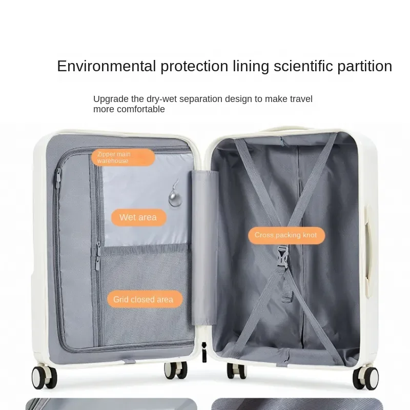 New Front Opening Multifunctional PC Suitcase Universal Wheel Trolley Box Multifunctional Large Capacity Rolling Luggage