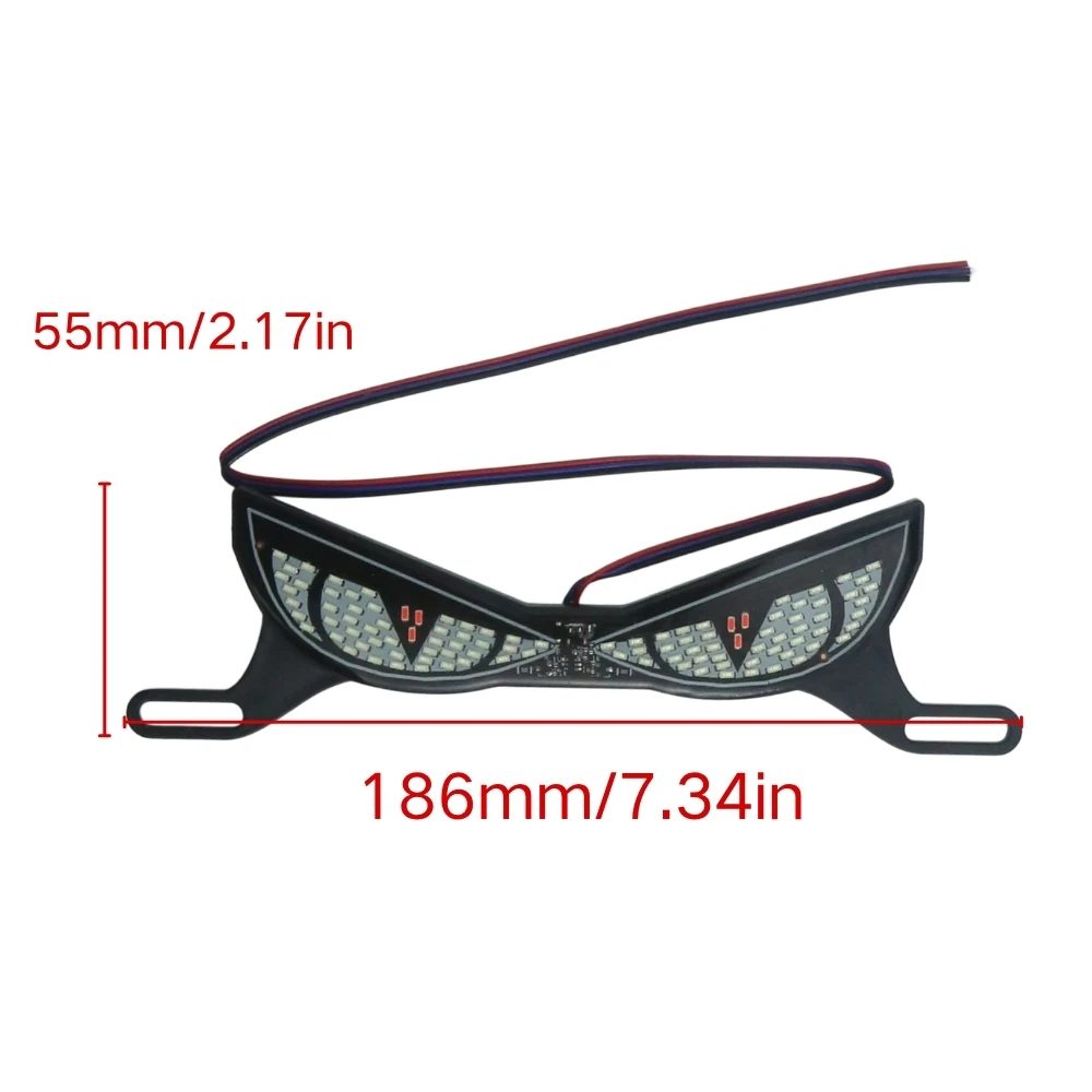 Motorcycle LED Snake Eye Demon Eye Light Ice‑Blue With Red Flash Strobe Effect Modified Decoration Lamp Accessory