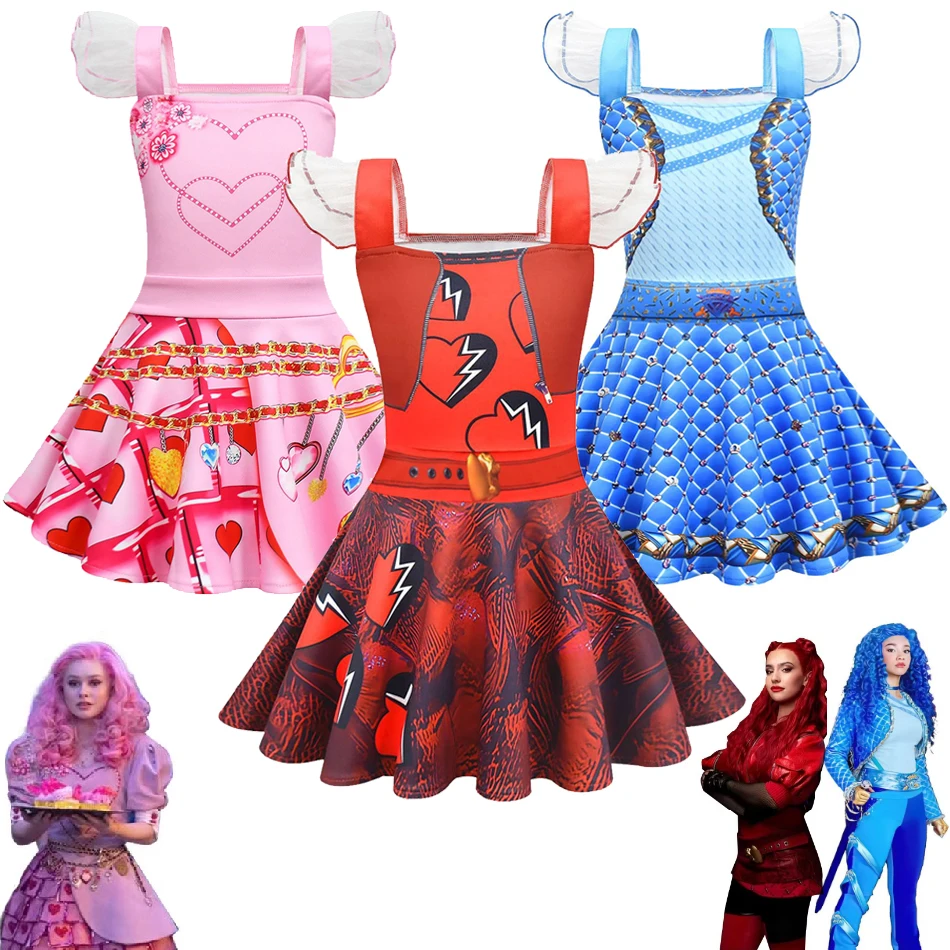 

Disney Movie Descendants 4 Halloween Kid Costume The Rise of Red Cosplay Princess Dress Chloe Bridget Role Playing Girls Apparel