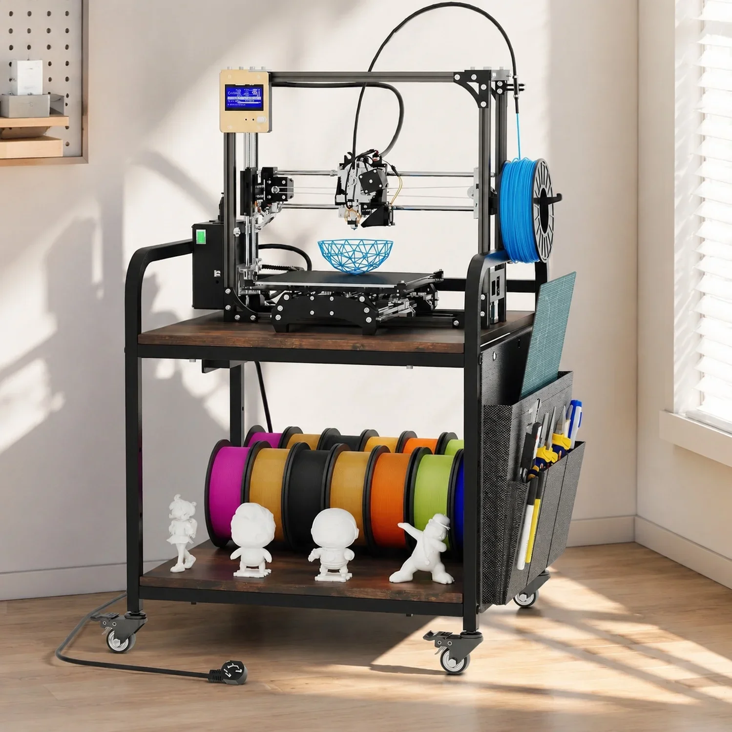 Heavy Duty 3D Printer Stand for Bambu Lab A1 Mini & FlashForge 5M