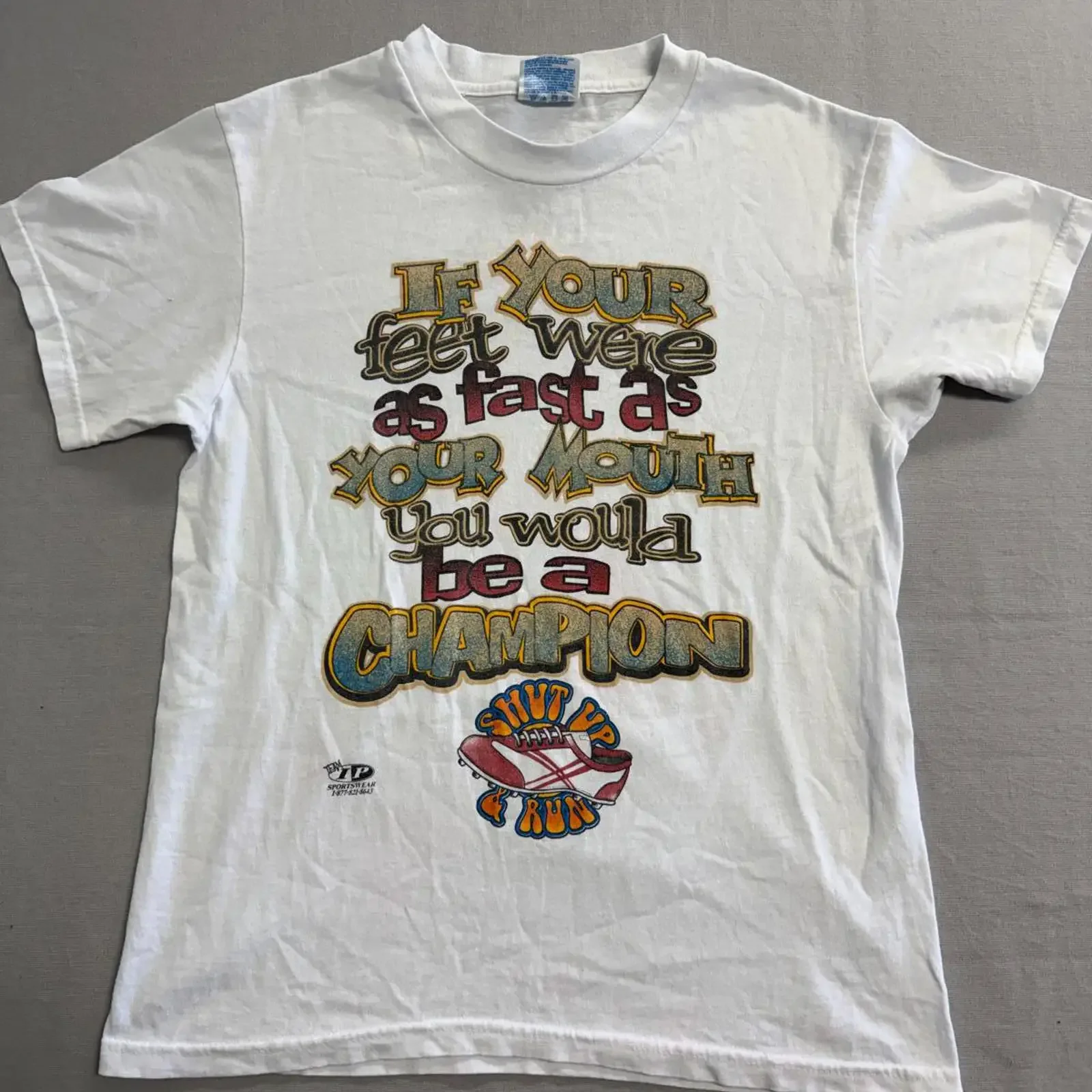 Camiseta Vintage Shut Up and Run, Feet As Fast Your Mouth, estilo vintage lavado, ropa de calle, suave, unisex, de diseñador