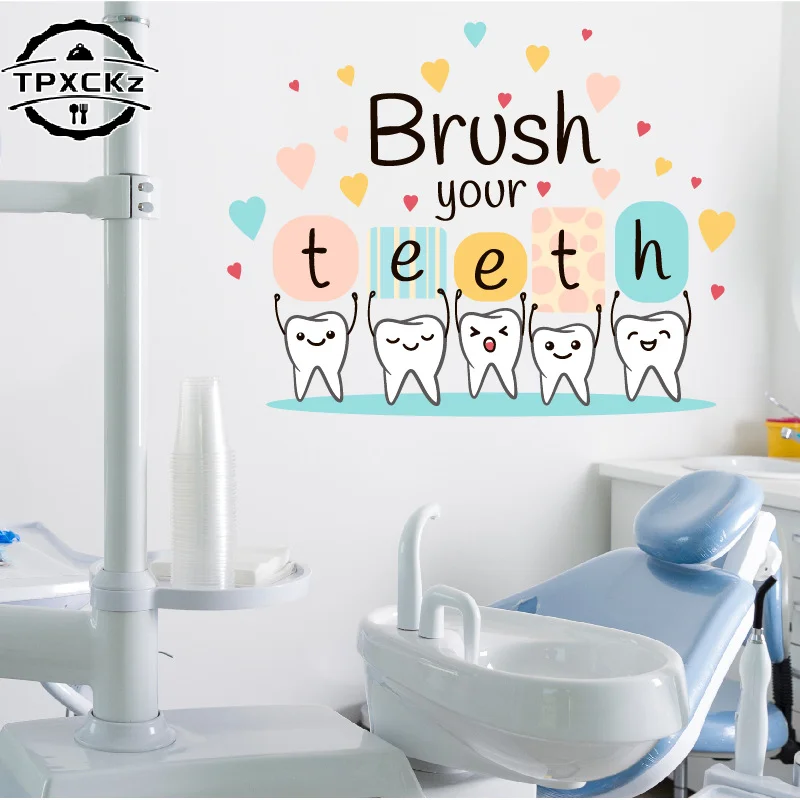 Caring For Dental Health Bathroom Modern Art Wall Sticker PVC Waterproof Self-adhesive Easy To Tear And Install Home Decor