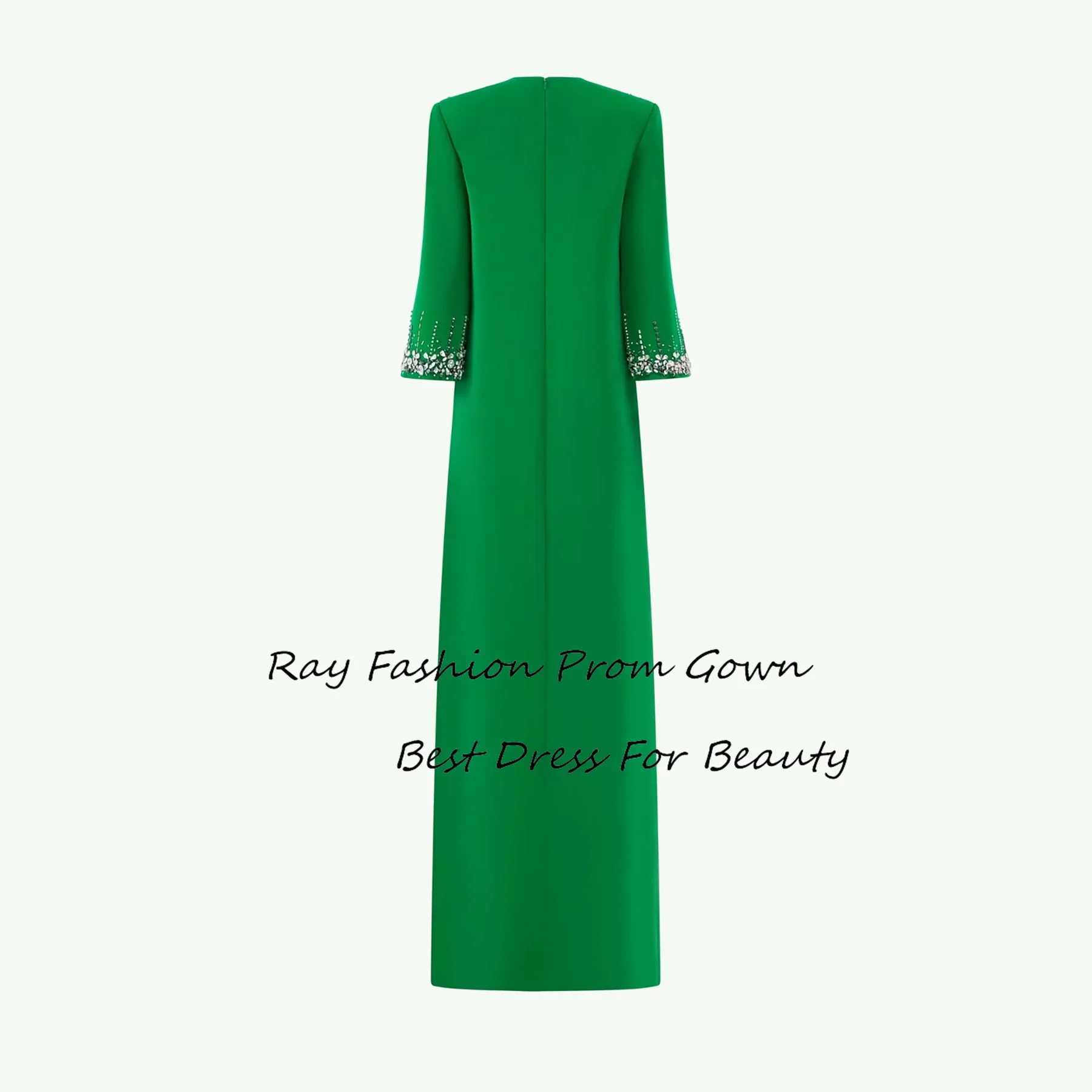 Ray Fashion A Line Evening Dress O Neck Full Sleeves With Crystal Floor Length For Women Formal Occasion Gowns Платье для бала