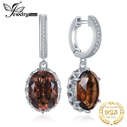 JewelryPalace Large 7ct Genuine Smoky Quartz 925 Sterling Silver Dangle Drop Earrings for Women Statement Gemstone Earings