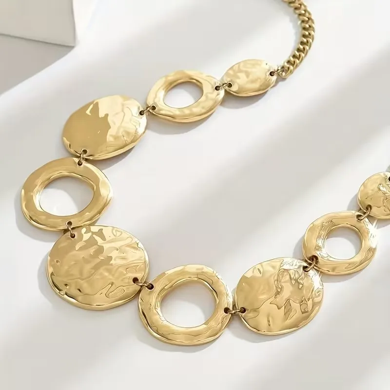 Modische Übertriebene Minimalistische Hohle Kreis Geometrische Halskette für Frauen Einzigartiger Punk-Stil Halskette Party-Schmuck Geschenke – Detail 6