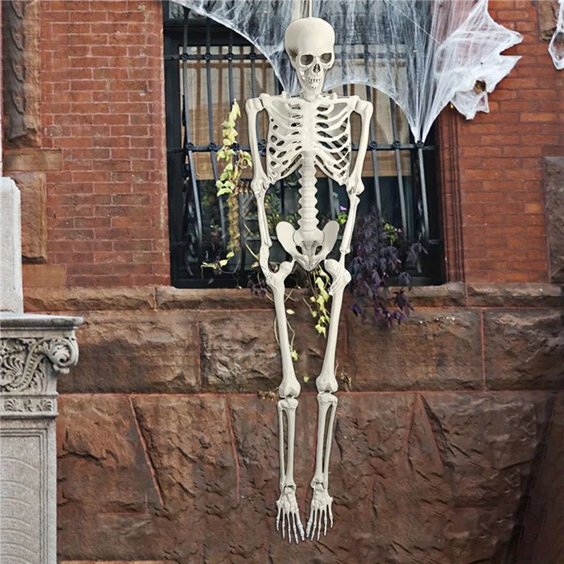 2X Halloween Skeleton Decoration, Posable Full Body Skeleton With Movable Joints, Spooky Prop For Yard, Garden