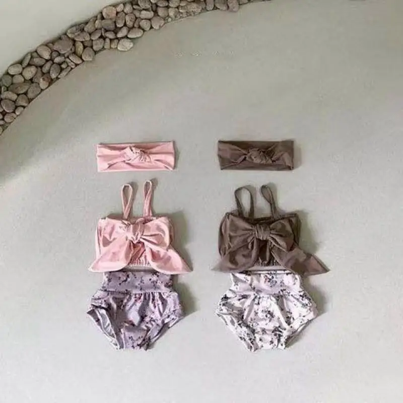 Kids Swimwear Sets 2024 New Summer Baby Girl Floral Bikini Swimming Suit Fashion Boys Swimsuits Infant Holiday Beach Clothes Set