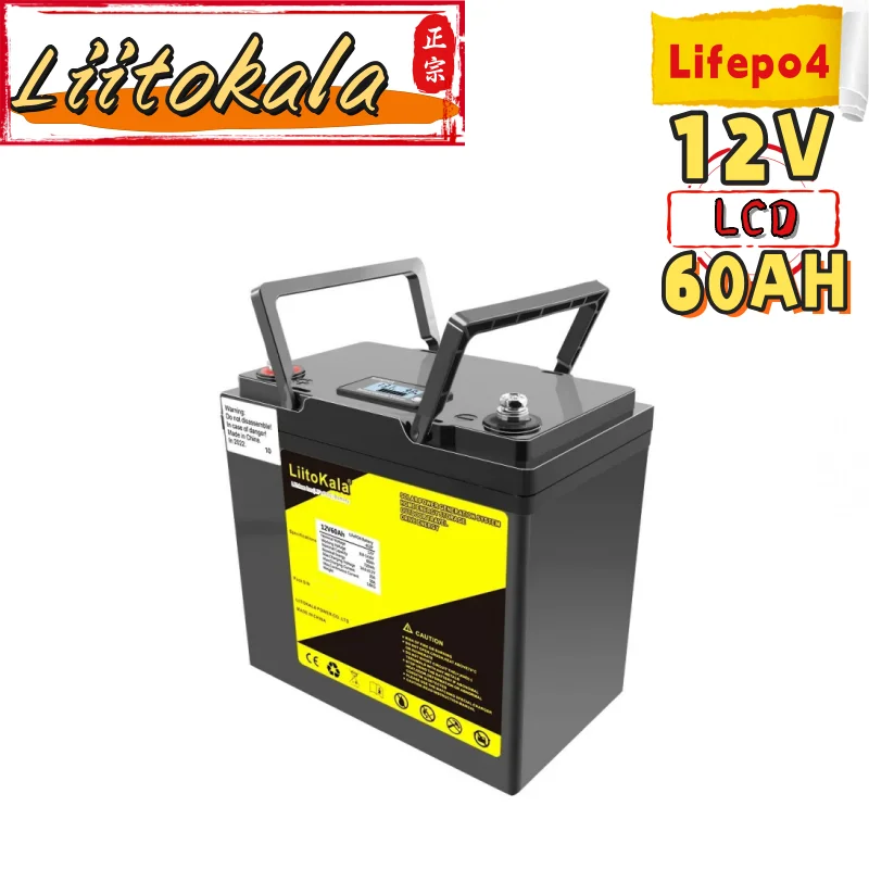 

LiitoKala 12V 60Ah LiFePO4 12.8V Built-in BMS Power Battery For RV Camping Golf Cart Off-Grid Solar