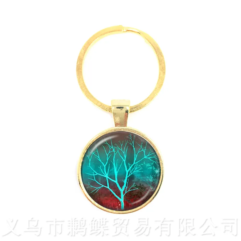 Tree Of Life Pattern Picture Vintage Keychains Time Glass Dome Jewellery Pendant Keyring Glass Ornaments Gift For Friends
