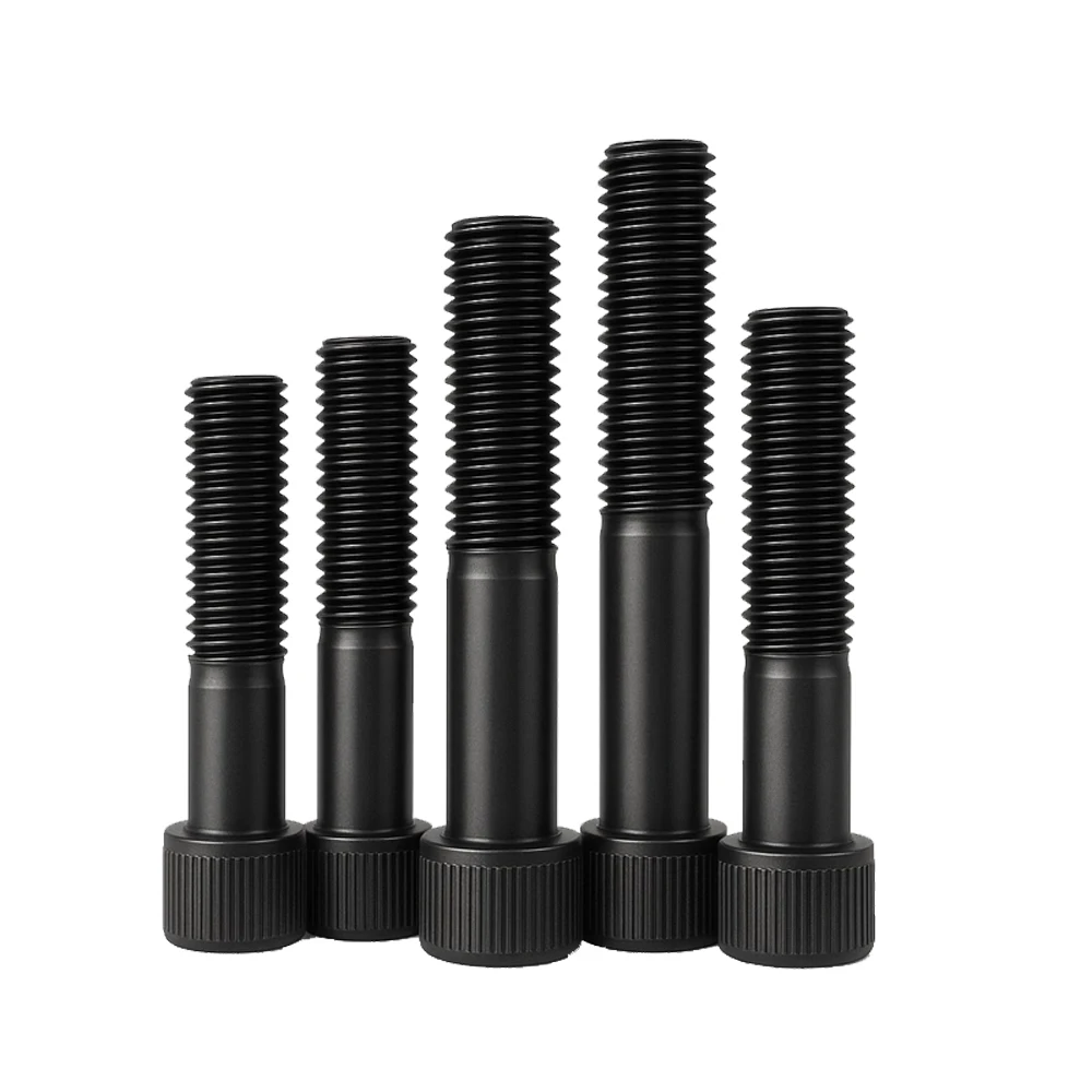 DIN912 الصف 12.9 5 #   6 #   8 #   10 #   1/4 ''إلى 1/2'' UNC UNF مقبس سداسي أسود مخرش غطاء رأس البراغي مفتاح ألين ملولب جزئي #5