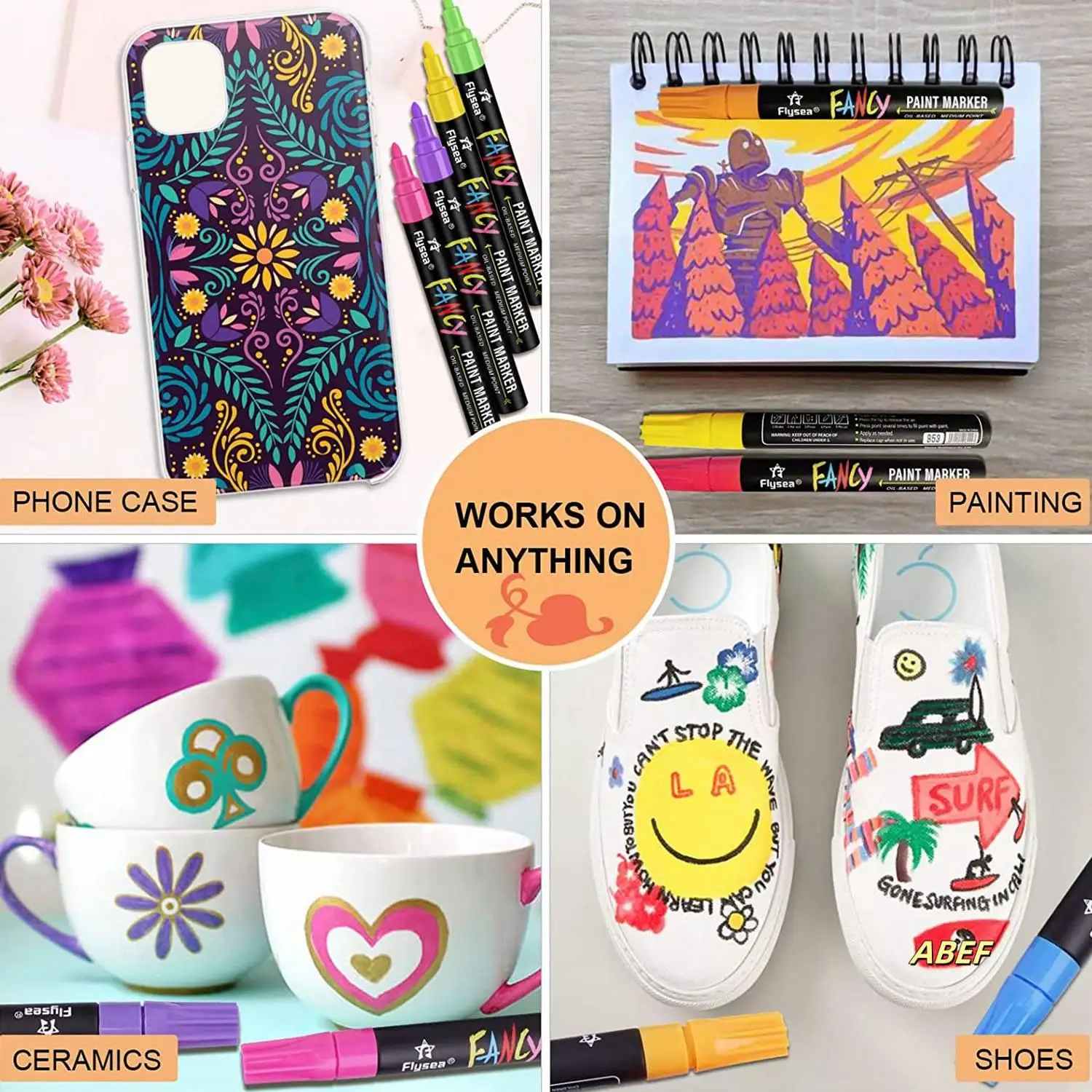 Canetas de tinta, marcadores de tinta, conjunto de canetas marcadoras de tinta à prova d'água à base de óleo de 20 cores, nunca desbota, secagem rápida e permanente