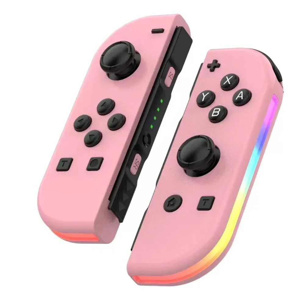 Joy 02 RGB LED 5.2 BT Switch L/R Joypad لجهاز Nintendo Switch/Lite/Oled Cons عصا التحكم مع اهتزاز مزدوج للكمبيوتر الشخصي