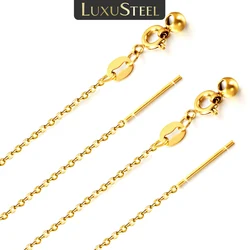 LUXUSTEEL Fashion Rolo Link Chain For Women Men Stainless Steel Sliding Clasp Adjustable Thin Universal Necklace DIY 0.8-1.3mm