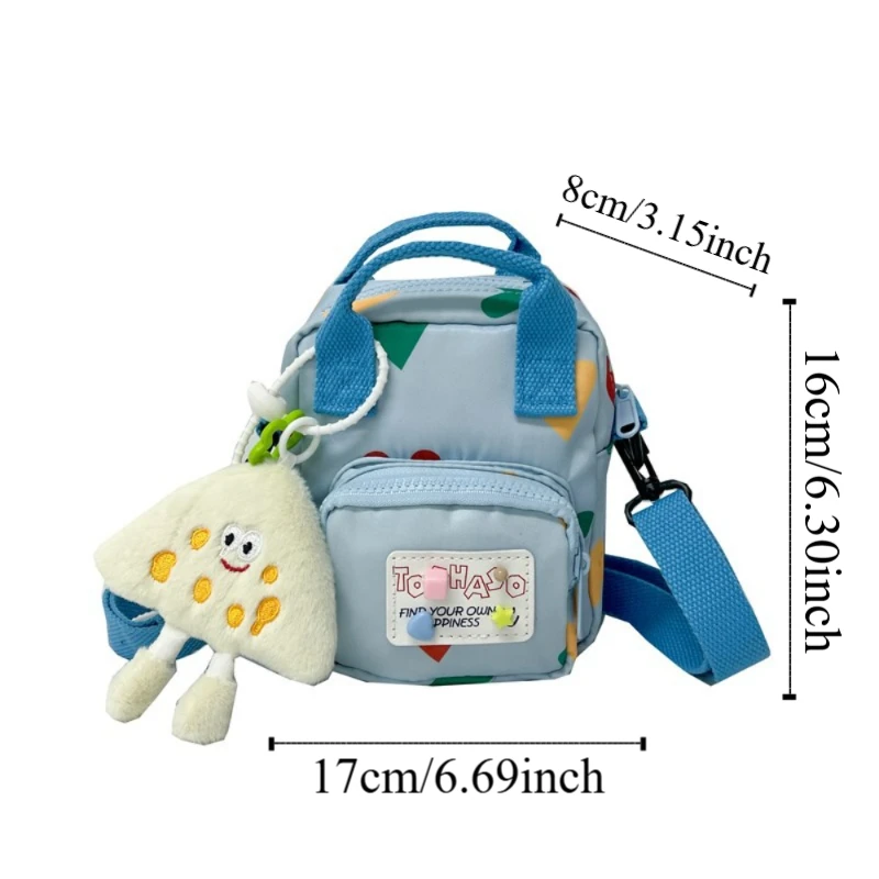 Korean Style Crossbody Shoulder Bag Love Heart Printed with Pendant Mini Dopamine Handbag Fashion Cartoon Children Messenger Bag