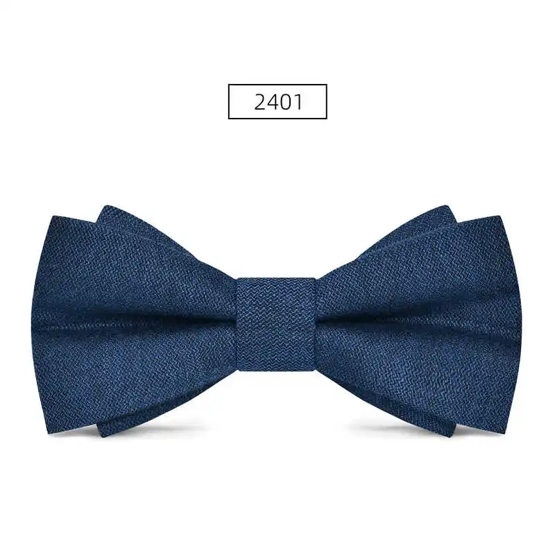 2024 High quality wool grey double layered bow tie for banquet, wedding groomsman suit, fashionable and high-end men's bow tie