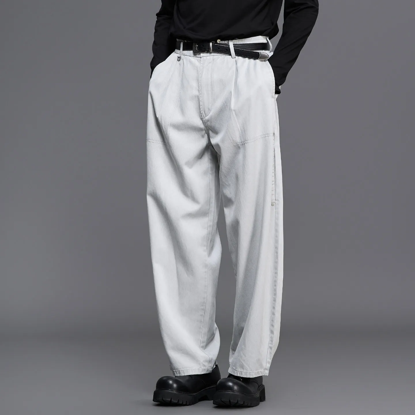 Quality 2026 Autumn Fashion Washing Balloon Pants Japanese-Style Retro Light Gray & Male Straight Matchet Pants
