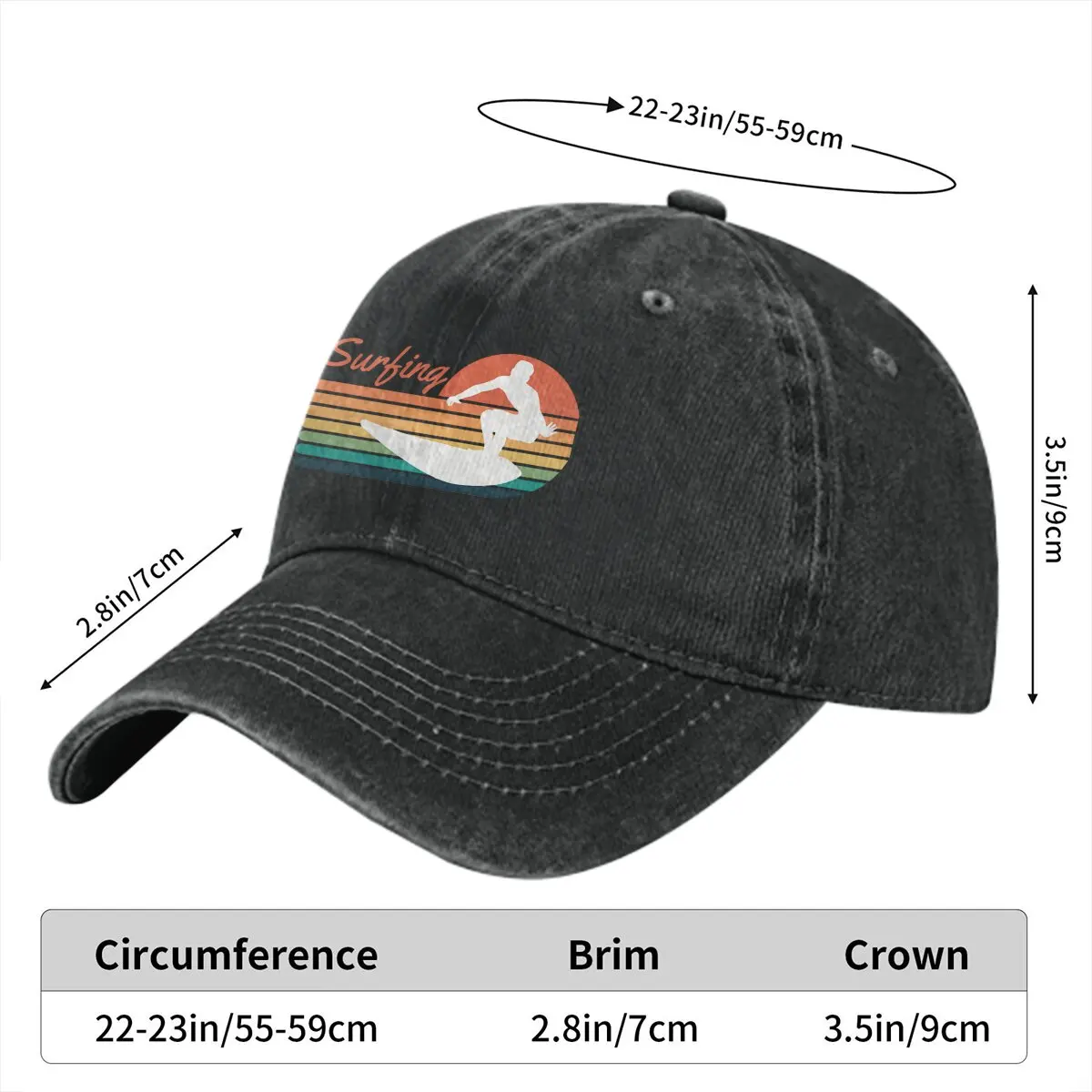 Retro Baseball Caps Peaked Cap Surfing Extreme Sports Sun Shade Hats for Men Women