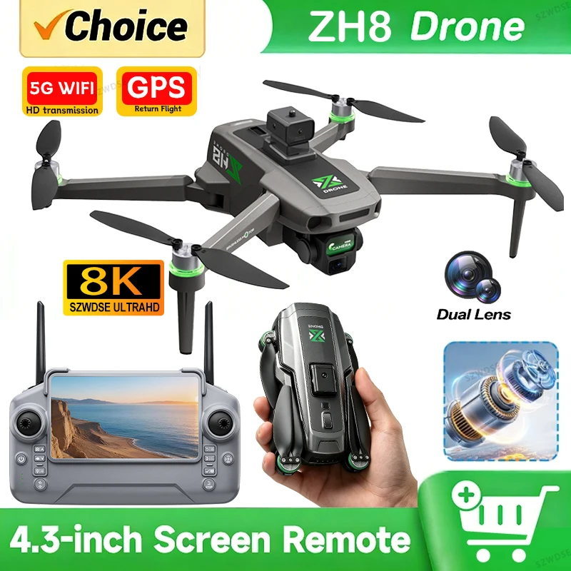 New ZH8 Drone 4K Camera with Screen 20Mins Brushless Motor Flight Airdrop Foldable Quadcopter for Aerial Photography RC Drone