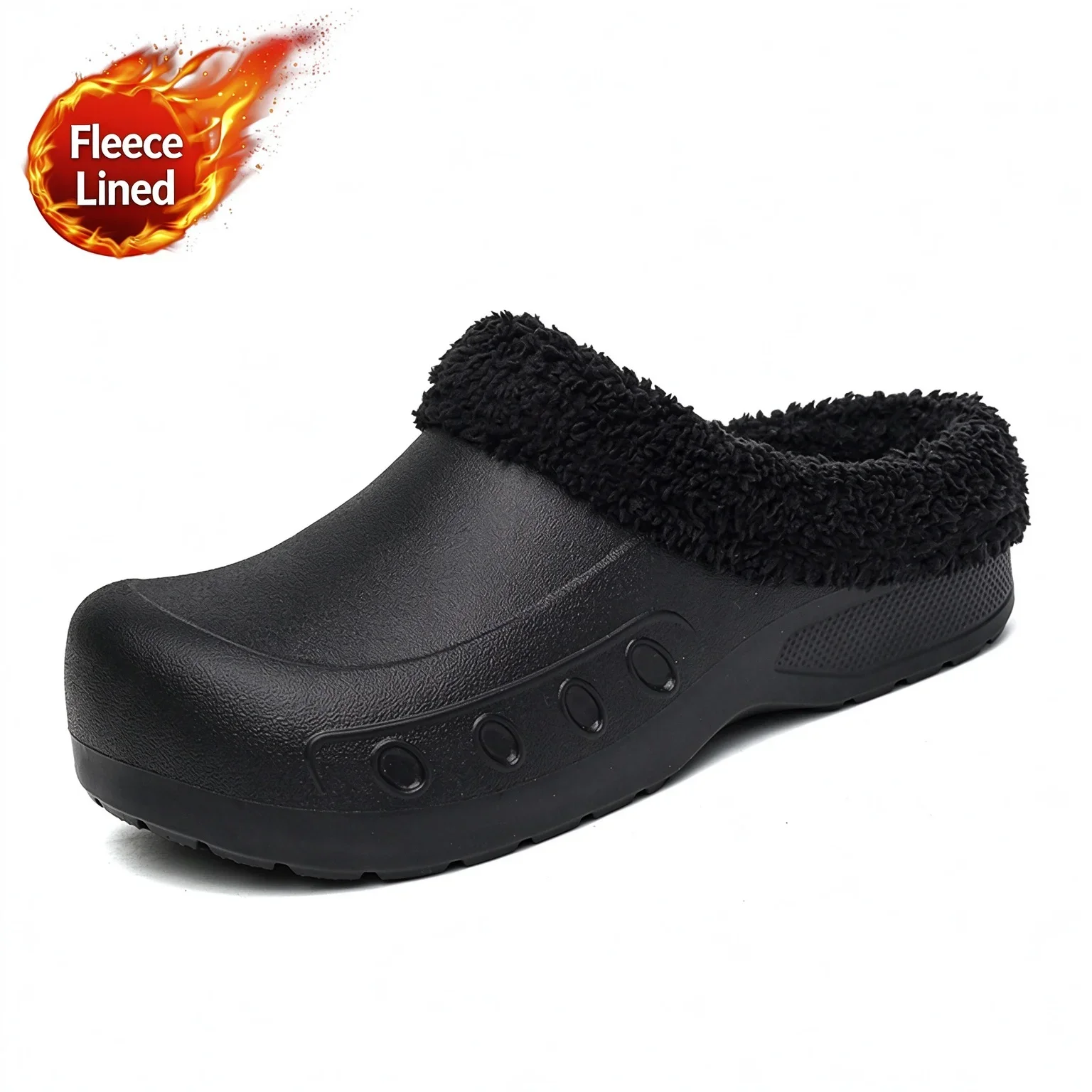 Winter Waterproof Chef Work Shoes Men Fleece Lined Warm Clogs Non Slip Kitchen Slippers Big Size 39-51