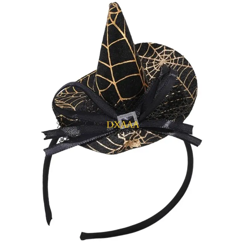 DXAA Spiderweb Witch Hat Headpiece For Halloween Party Gathering Adult Kids Hairhoop