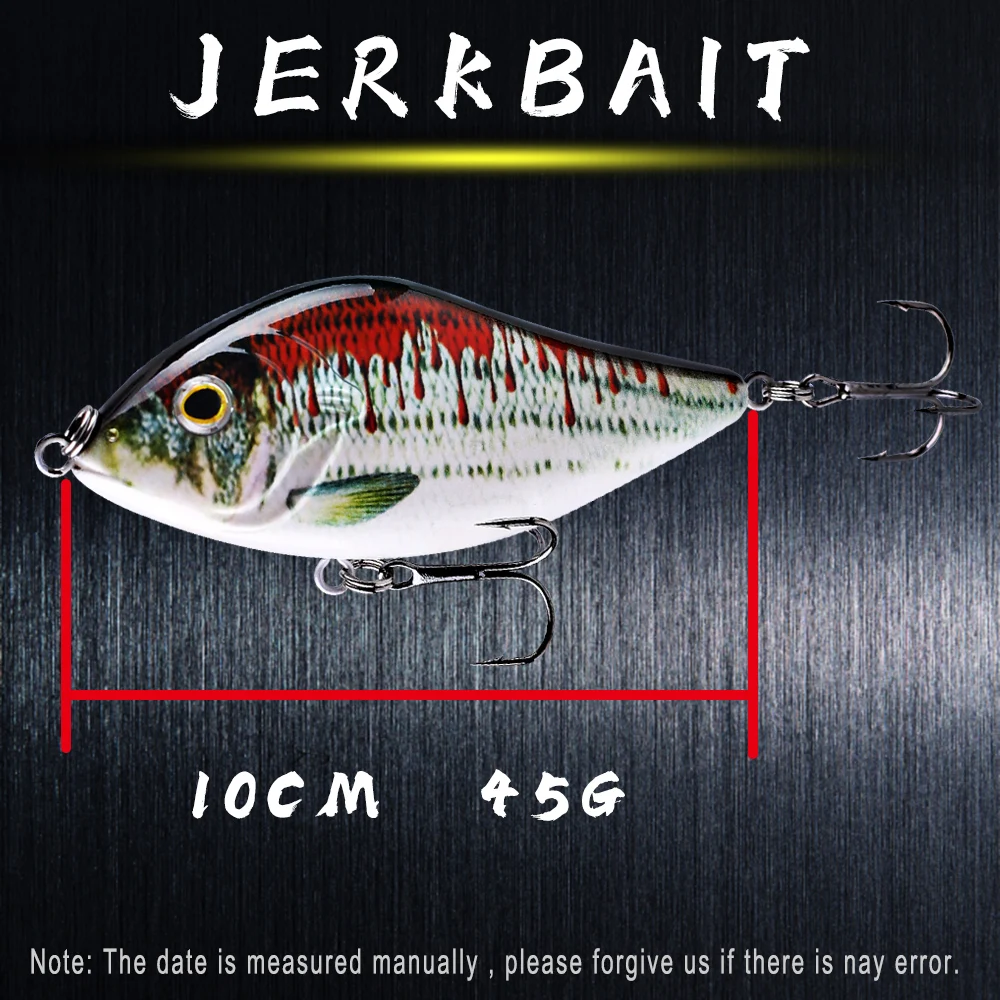 AYWFISH 저크베이트 파이크 루어 글라이드 하드 미끼 시끄러운 싱킹 인공 워블러 슬라이더 저크 낚시 미끼 10CM 45G 파이크 머스키 킬러