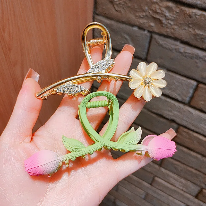 New Fashion Metal Flowers Barrettes Hairpins for Women Girl Clamp Hair Accessorie Headwear