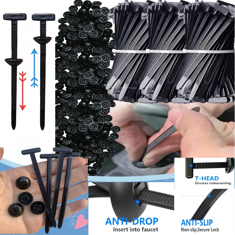 Nylon Universal Cable Tie Buckle-Heavy Duty Zip Ties Holder with Pin & Button Design Plastic Cable Ties Tool Fasteners Car Body