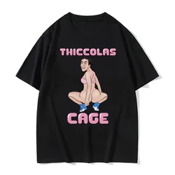 Funny Iron Cage - fake Thicc Nicholas meme clothing for men and women retro casual oversized T-shirts is casual