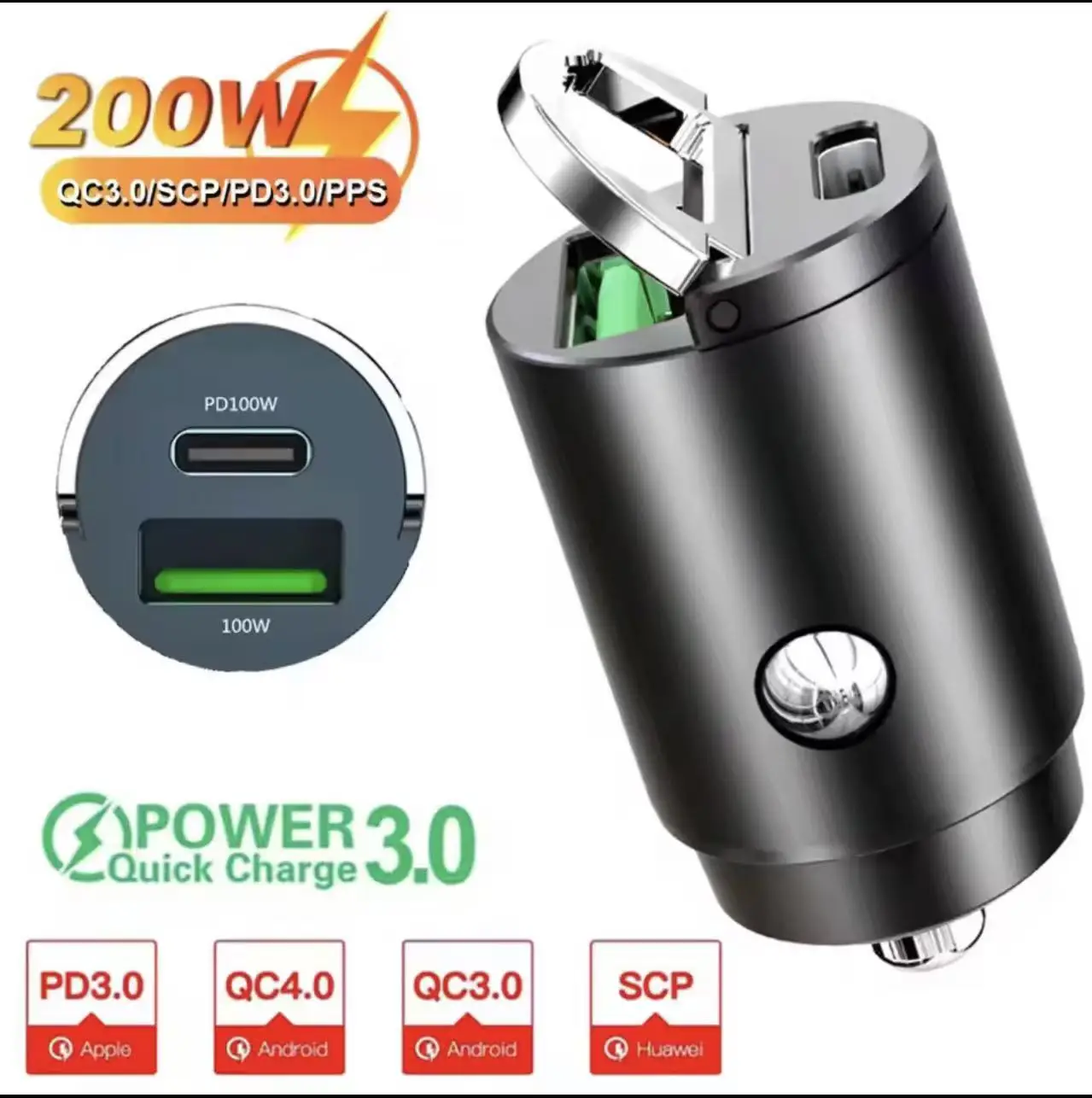 Автомобильное зарядное устройство 240 Вт с быстрой зарядкой, 2 USB-порта, адаптер для iPhone, Samsung, Xiaomi, быстрые зарядные устройства с цифровым дисплеем