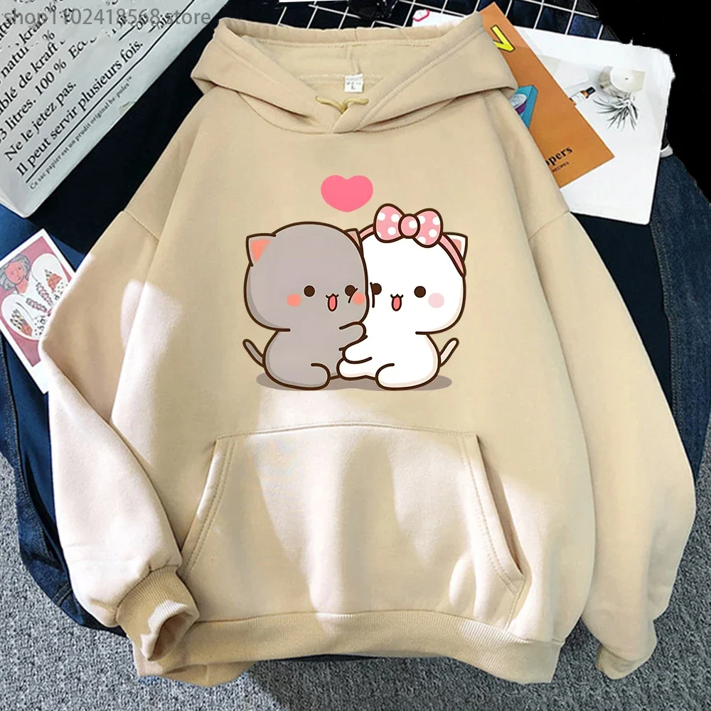 

Peach Cat Hoodies Kawaii Cartoon Print Women Sweatshirt Fashion 90s Camiseta Mujer Clothes Winterlong Sleeve Y2k Hoodie Sudadera